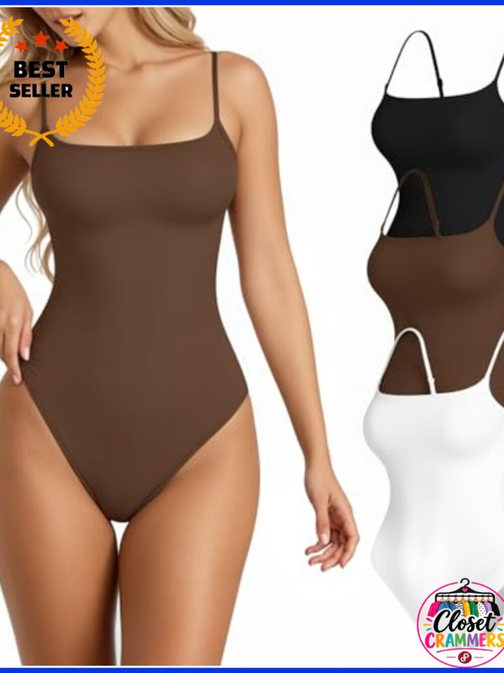 3 Pack Thong Bodysuits Adjustable Spaghetti Strap Tank Tops